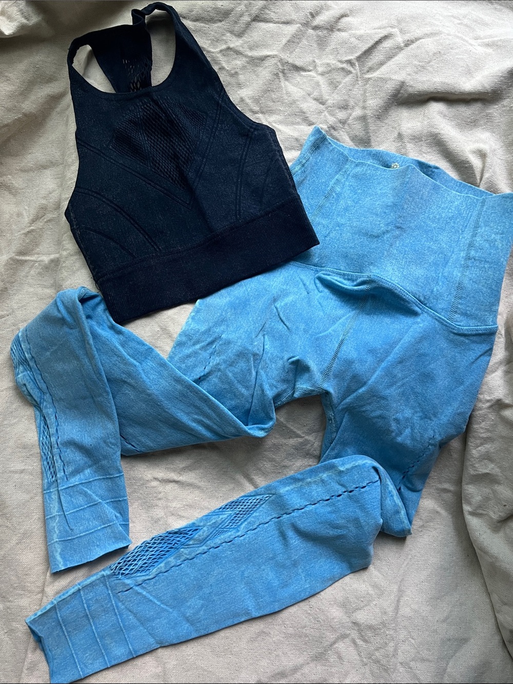 FP Movement by Free People Blue High-Rise Seamless Leggings and Sports Bra Top